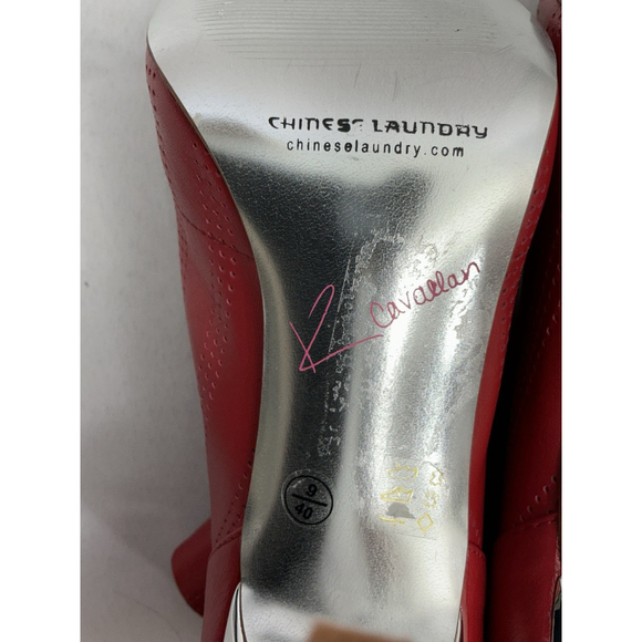 Womans Kristin Cavallari Chinese Laundry Leila Booties 9 Red Stiletto Peep Toe - Picture 10 of 11